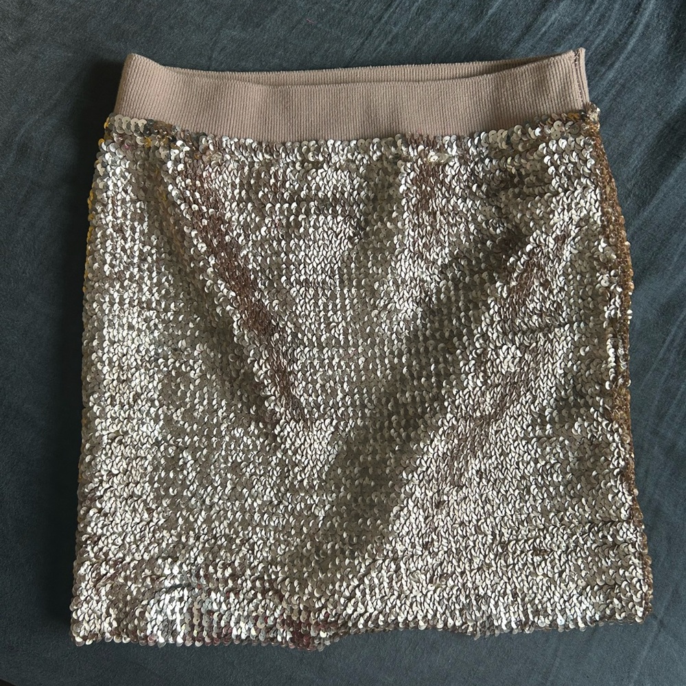Lily White Gold Sequin Mini Skirt Cocktail